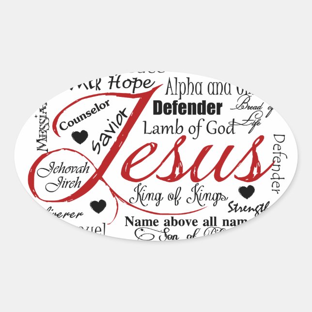 The Name of Jesus Oval Sticker (Front)