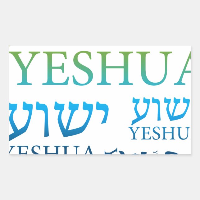 The Name of Yeshua in Hebrew and English - Jesus Rectangular Sticker (Front)