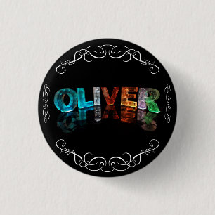 The Name Oliver - Name in Lights (Photograph) 3 Cm Round Badge