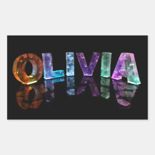 The Name Olivia in 3D Lights (Photograph) Rectangular Sticker