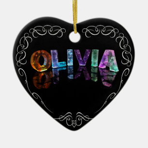 The Name Olivia - Name in Lights (Photograph) Ceramic Tree Decoration