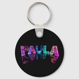 The Name Paula in 3D Lights (Photograph) Key Ring