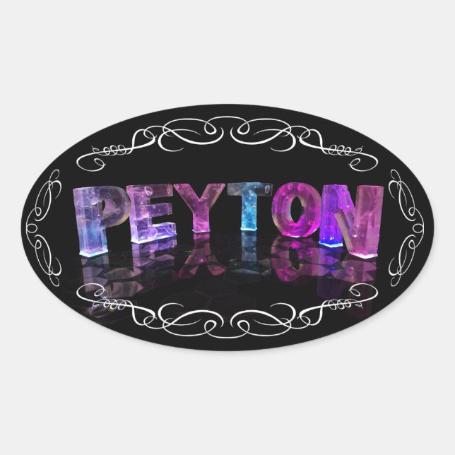The Name Peyton -  Name in Lights (Photograph) Oval Sticker (Front)
