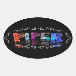 The Name Piper -  Name in Lights (Photograph) Oval Sticker