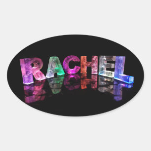 The Name Rachel in 3D Lights (Photograph) Oval Sticker