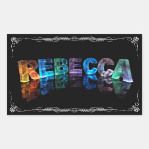 The Name Rebecca in 3D Lights (Photograph) Rectangular Sticker