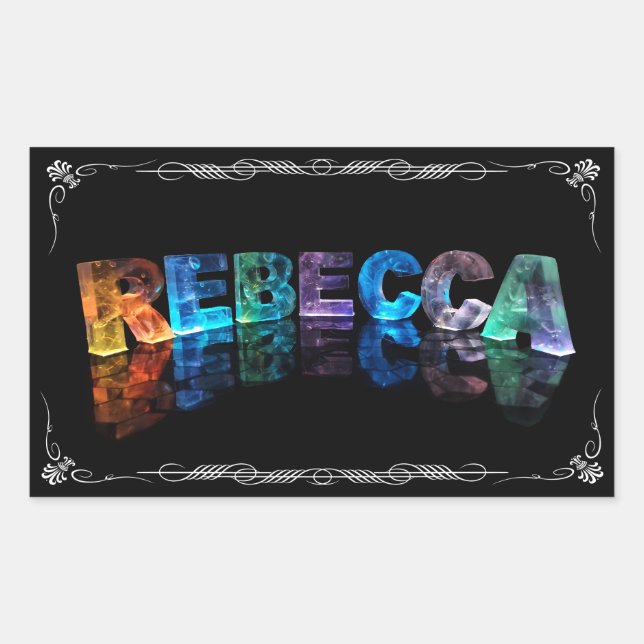 The Name Rebecca in 3D Lights (Photograph) Rectangular Sticker (Front)