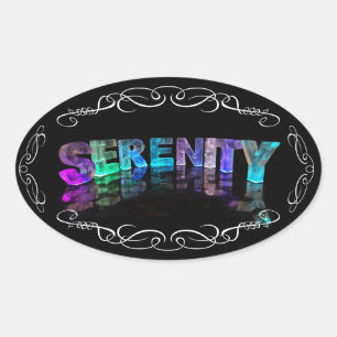 The Name Serenity -  Name in Lights (Photograph) Oval Sticker