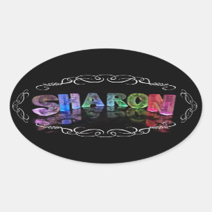The Name Sharon -  Name in Lights (Photograph) Oval Sticker