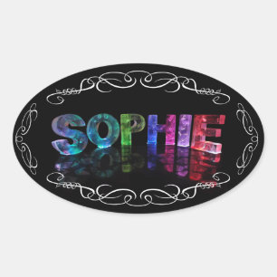 The Name Sophie -  Name in Lights (Photograph) Oval Sticker