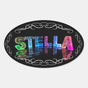The Name Stella -  Name in Lights (Photograph) Oval Sticker