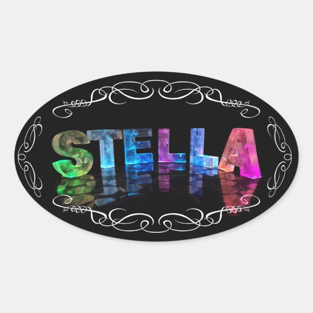 The Name Stella -  Name in Lights (Photograph) Oval Sticker (Front)