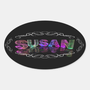 The Name Susan -  Name in Lights (Photograph) Oval Sticker