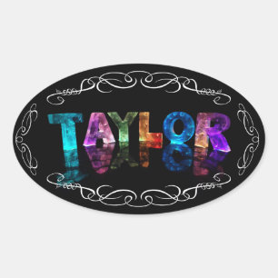 The Name Taylor -  Name in Lights (Photograph) Oval Sticker