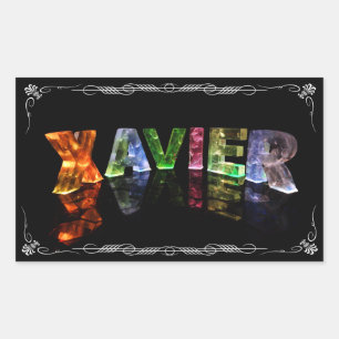 The Name Xavier -  Name in Lights (Photograph) Rectangular Sticker