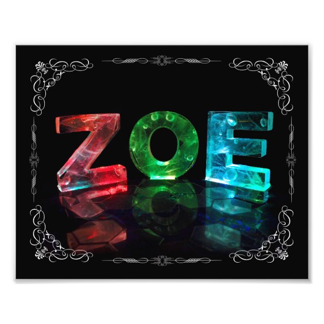 The Name Zoe -  Name in Lights (Photograph) Photo Print (Front)