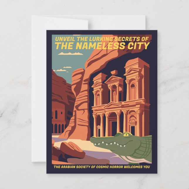 The Nameless City Travel Poster Lovecraft Cthulhu Invitation (Front)