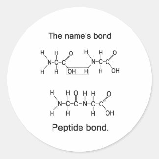 The name's bond, peptide bond classic round sticker