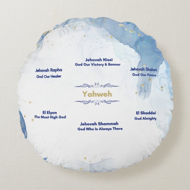 The Names Of God Round Pillow (Front)