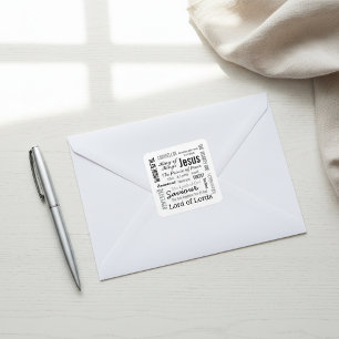 The Names of Jesus Script Text Square Sticker