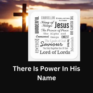 The Names of Jesus Script Text Square Sticker