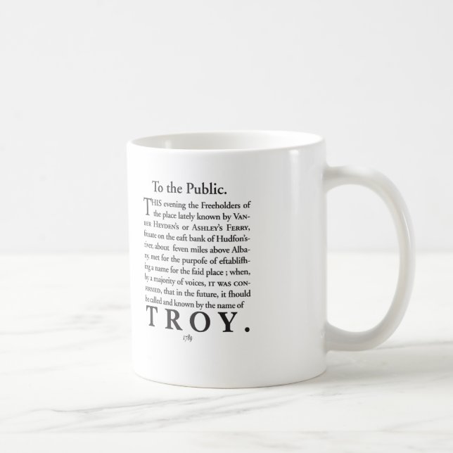 The Naming of Troy, NY 1789 Coffee Mug (Right)