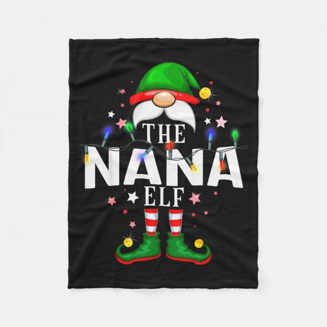 The Nana Elf Christmas Family Pajama Party  Fleece Blanket (Front)