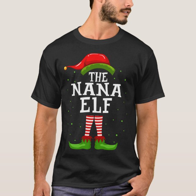 The Nana Elf Christmas Matching Family Pajama Cost T-Shirt (Front)