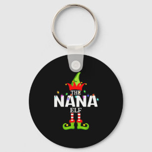 The Nana Elf Christmas Matching Pajamas Key Ring