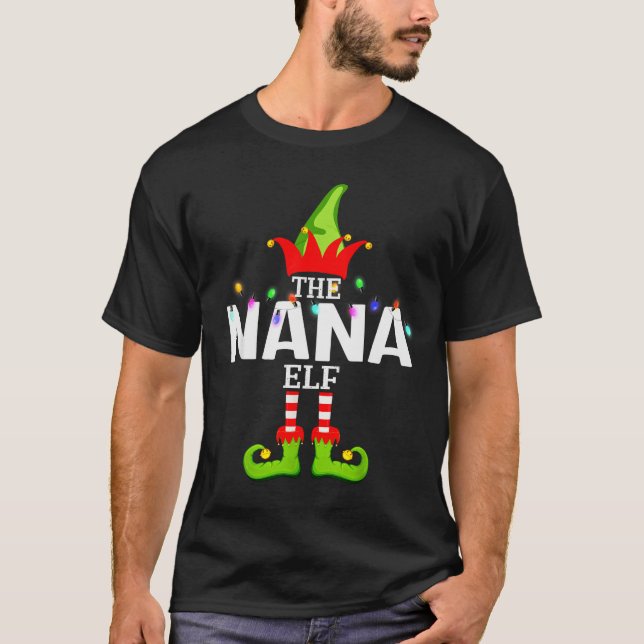 The Nana Elf Christmas Matching Pajamas  T-Shirt (Front)