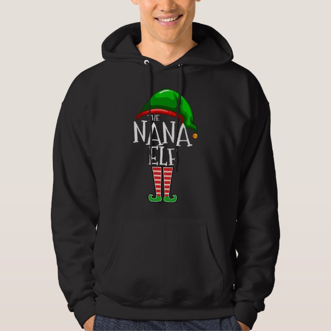 The Nana Elf Family Matching Christmas Gift Grandm Hoodie (Front)