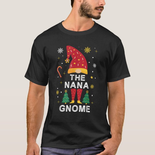 The Nana Gnome Christmas Plaid Matching Family Fun T-Shirt (Front)