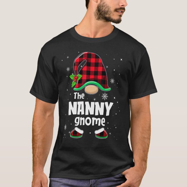 The Nanny Gnome Buffalo Plaid Christmas Matching F T-Shirt (Front)