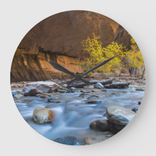The Narrows Of The Virgin River In Autumn Large Clock
