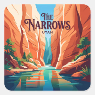 The Narrows Springdale Utah Square Sticker