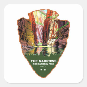 The Narrows Zion National Park Arrowhead Square Sticker