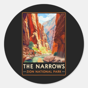 The Narrows Zion National Park Hiking Nature Outdo Classic Round Sticker