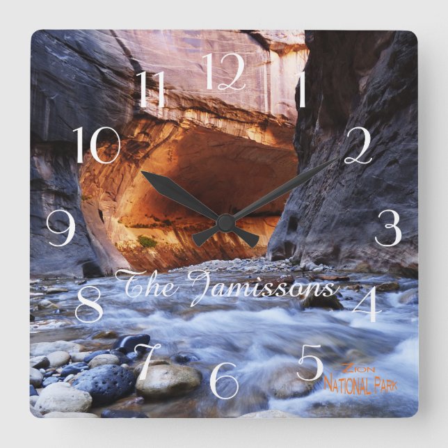 The Narrows Zion National Park Utah, Name, Square Wall Clock (Front)