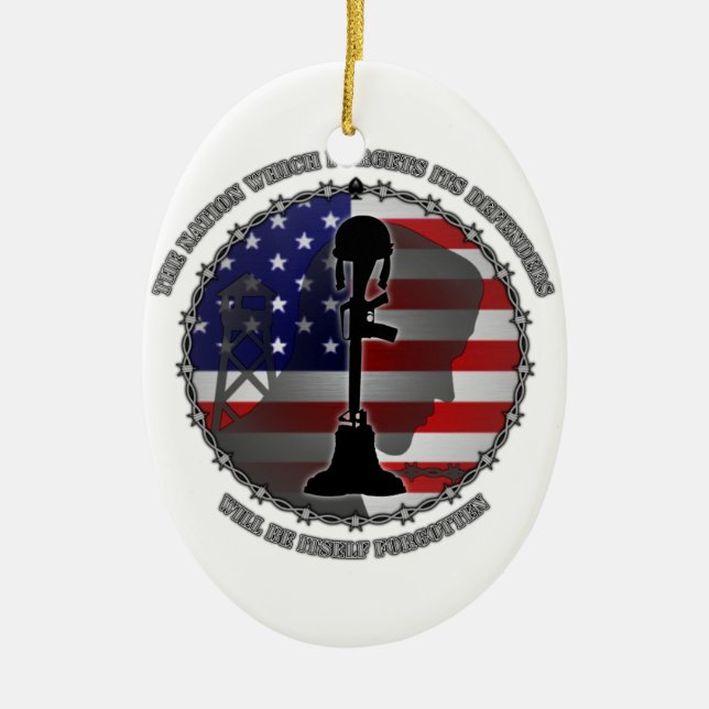 The Nation Which Forgets Its Defenders Ceramic Tree Decoration (Front)
