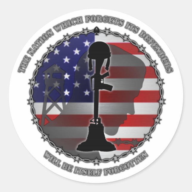 The Nation Which Forgets Its Defenders Classic Round Sticker (Front)