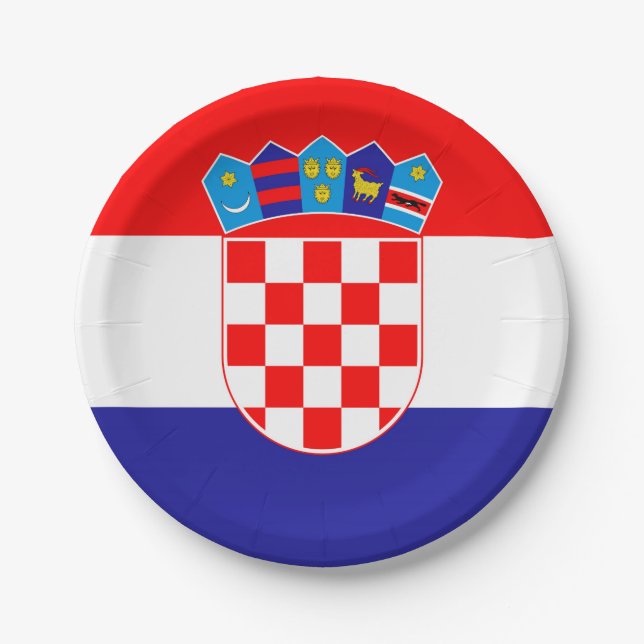 The National flag of Croatia Zastava Hrvatske Paper Plate (Front)