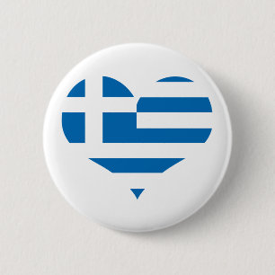 The National flag of Greece 6 Cm Round Badge