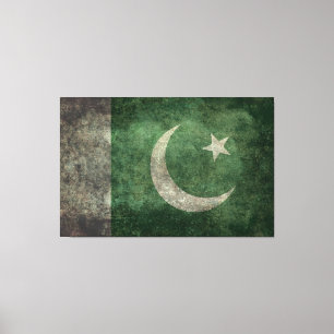 The National Flag of Pakistan - Vintage Version Canvas Print