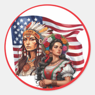 The Native American/Mexican Heritage_ Feeding Hand Classic Round Sticker