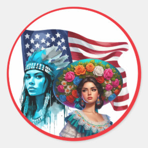 The Native American/Mexican Heritage_ Savage Classic Round Sticker