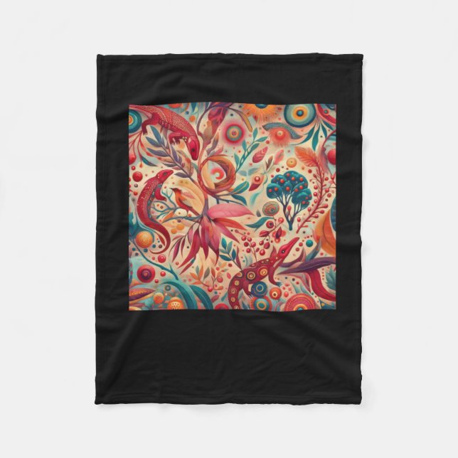 The Native Indigenous Australian Aboriginal Patter Fleece Blanket (Front)