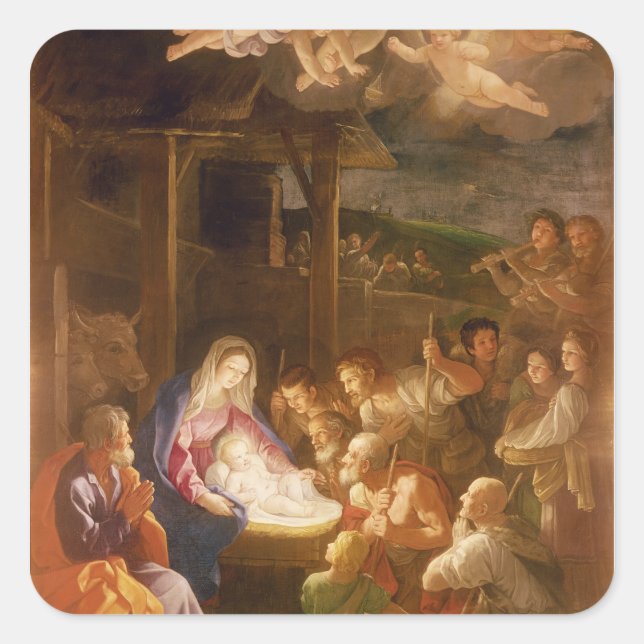 The Nativity at Night, 1640 Square Sticker (Front)