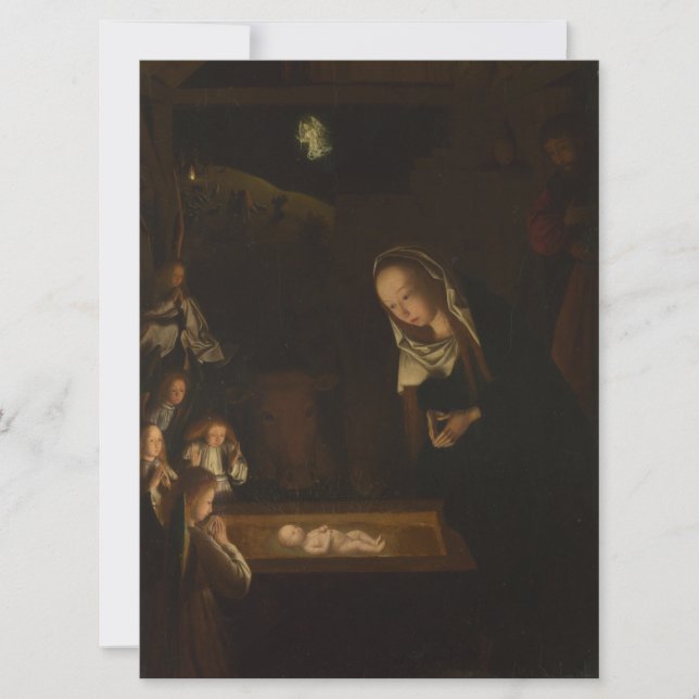 The Nativity at Night (Birth of Jesus, Christmas) Card (Front)