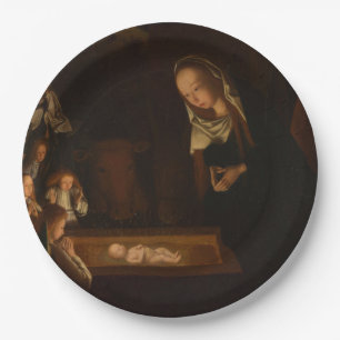 The Nativity at Night (Birth of Jesus, Christmas) Paper Plate