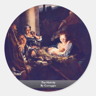 The Nativity By Correggio Classic Round Sticker